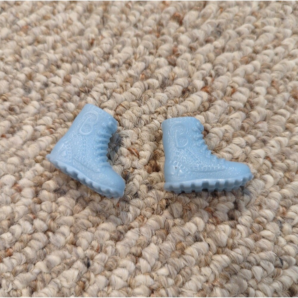 Mattel Barbie Hiking Combat Boots Shoes Light Blue Faux Laces Fashion
